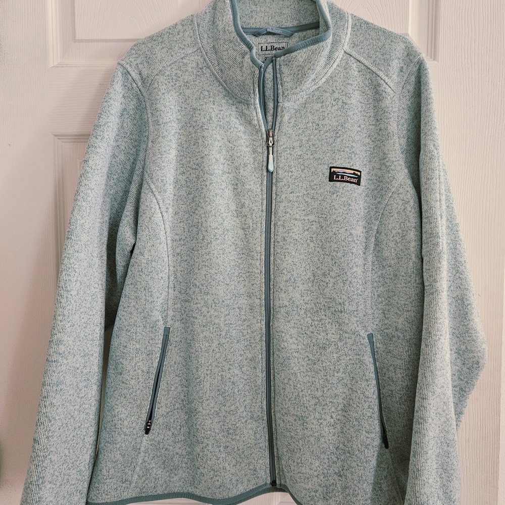 L.L. Bean Full Zip Sweater Fleece Jacket 2XL XXL Teal BLUE